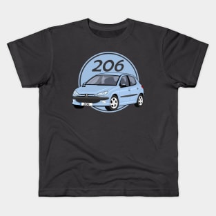 car peugeot 206 sporty cartoon vector blue Kids T-Shirt